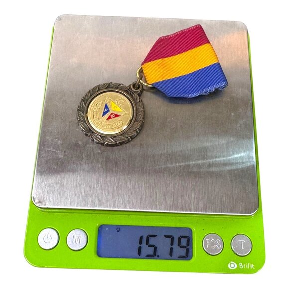 KNIGHTS OF PYTHIAS Vintage fraternal enamel FCB MEDALLION Watch Fob Ribbon - Picture 6 of 6